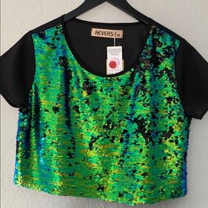 Reverse sequin top